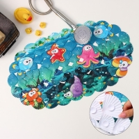 Коврик противоскользящий в ванну на присосках Доляна &laquo;Морские жители&raquo;, 36&times;67 см