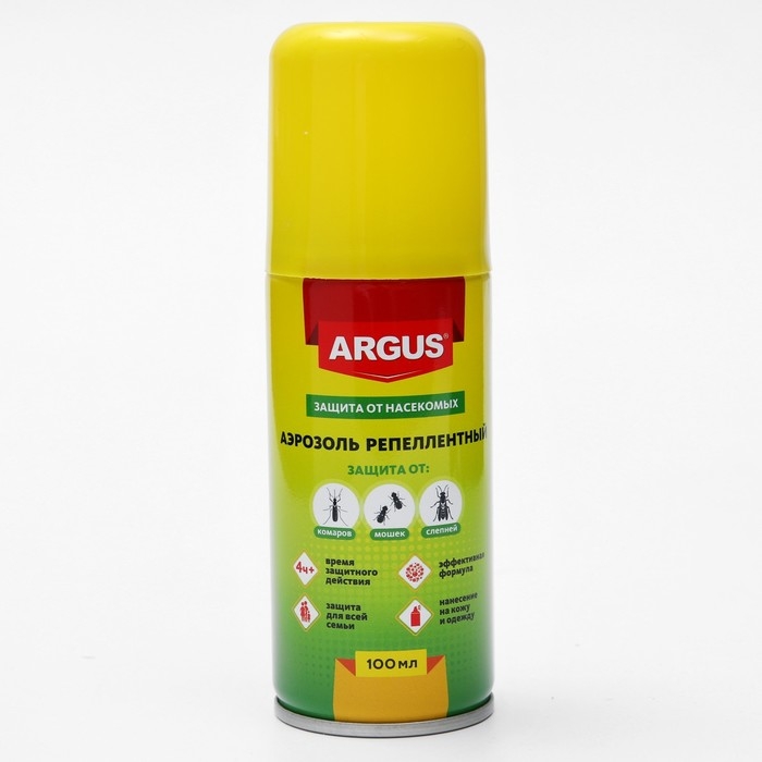 Аэрозоль репеллентный от комаров, мошек, слепней  "Argus",100 мл