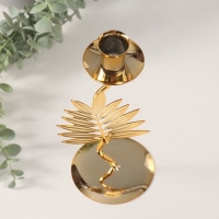 Подсвечник металл на 1 свечу "Лист папоротника" d-2 см 9х9х21 см