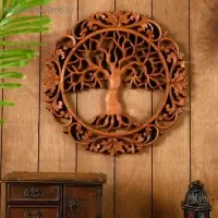 Панно резное дерево "Райское древо" 40х40х2 см