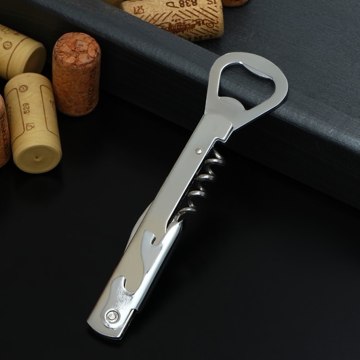 Штопор - открывашка Доляна &laquo;Универсальная&raquo;, 14 см, цвет серебристый