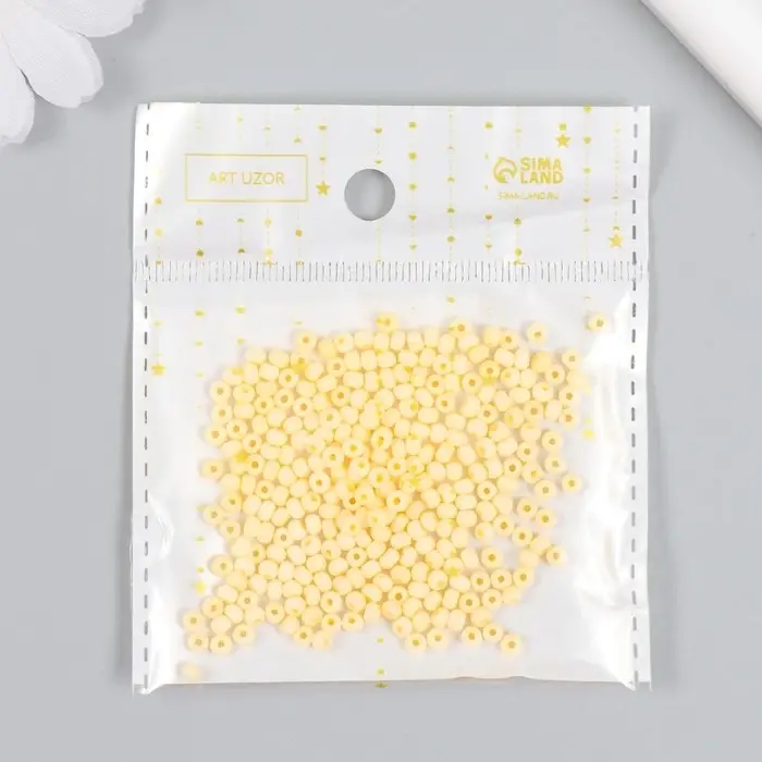 Бисер стекло 8/0 "Маршмеллоу. Матовый. Тёмно-жёлтый" 10 гр