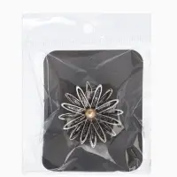 Кольцо для платка "Цветок Астра", цвет белый в чернёном серебре