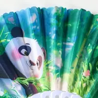 Веер пластик, текстиль "Панда в цветочном саду" МИКС 23 см