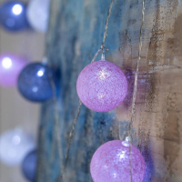 Гирлянда &laquo;Нить&raquo; 5 м с насадками &laquo;Клубки серо-розовые&raquo;, IP20, прозрачная нить, 20 LED, свечение белое, 220 В