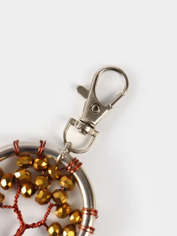 Брелок ловец снов "Древо жизни" 19 см, цв. золотистый