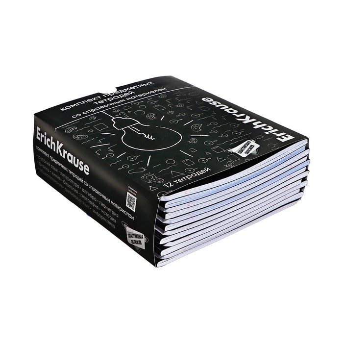 Комплект предметных тетрадей 48 листов, 12 штук, ErichKrause "Зри в корень", пластиковая обложка, шелкография, блок офсет 100% белизна, инфо-блок