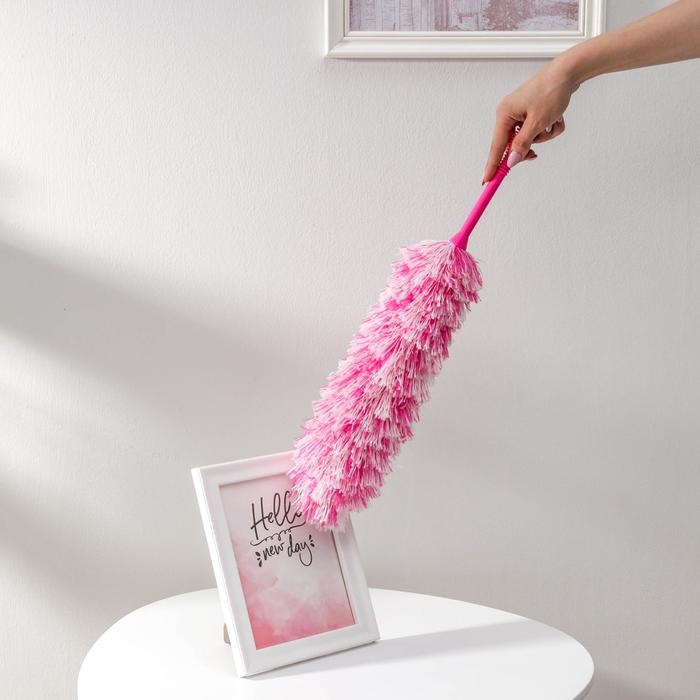 Щётка для пыли Доляна &laquo;Антистатик&raquo;, 55 см, рабочая часть 35 см, микрофибра, цвет розовый