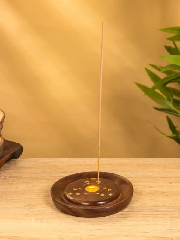 Подставка под благовония круглая "Звёзды" 12,5х12,5х2 см, дерево шишам