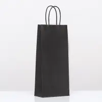 Пакет крафт под бутылку, чёрный,14&times;8&times;32 см