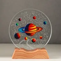 Сувенир стекло свет "Диск. Планетарий" 5хLED d=10 см, USB, цветной 10х4х11,4 см