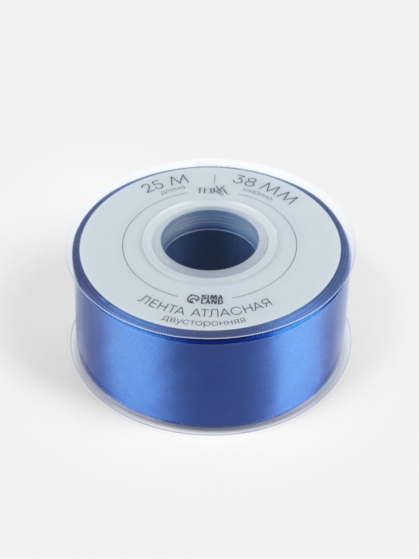 Лента атласная двухсторонняя №0329 38мм*25&plusmn;1м синий TR