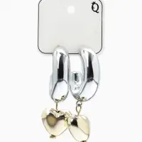 Серьги &laquo;Новый стиль. Сердечки&raquo;, d=3 см, цвет серебристо-золотистый