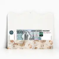 Конверт для денег фигурный &laquo;Белые розы&raquo;, 17.5 х 8 см