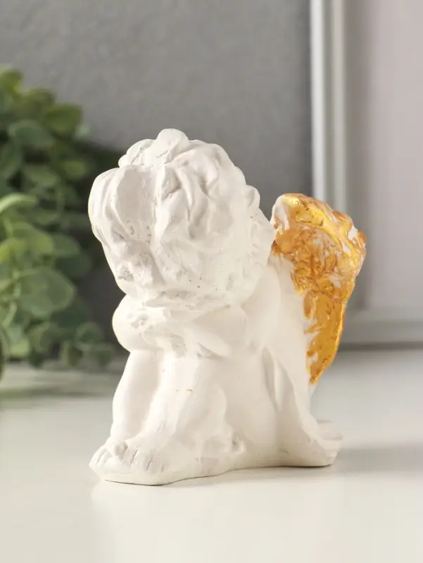 Фигурка гипс &laquo;Ангел спит&raquo;, 10&times;8&times;7 см, белый с позолотой