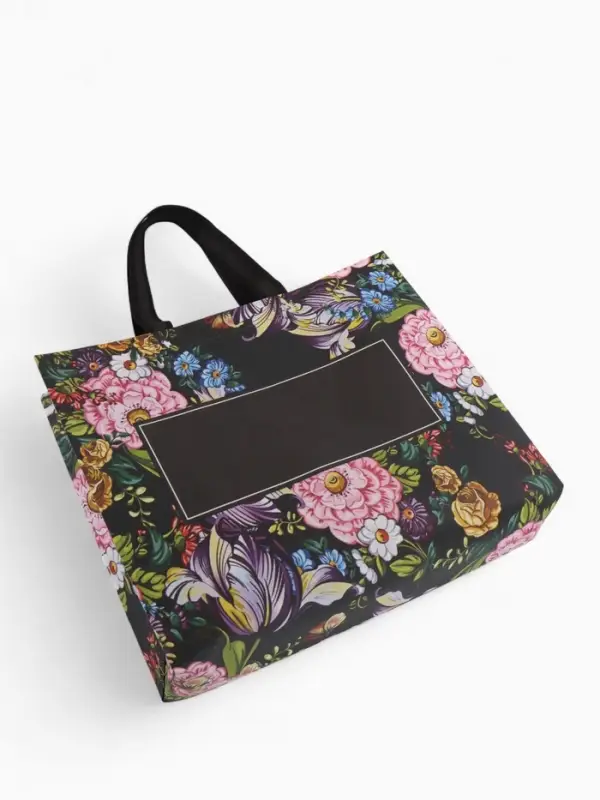 Сумка для покупок Цветы, 32*10*26. отд без молнии, черный