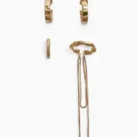 Набор серьги и каффы 4 шт. "Минимализм" водопад, цвет золото