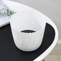 Кашпо для цветов со вставкой &laquo;Волна&raquo;, 2 л, d=16 см, h=13,5 см, цвет белый