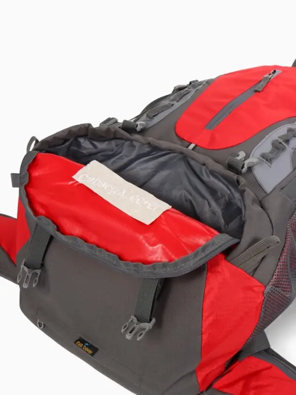 Рюкзак тур 65+5л, 30*20*53, отдел на шнурке, 5нар+2вн кармана, цвет красный