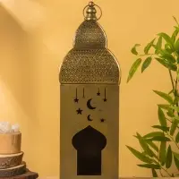 Подсвечник фонарь "Золотой полумесяц" железо 15х15х50,5 см