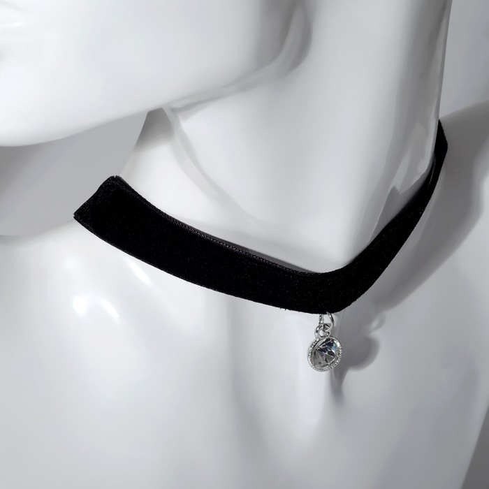 Чокер &laquo;Стразинка&raquo; круг в огранке, цвет белый в серебре, 33 см