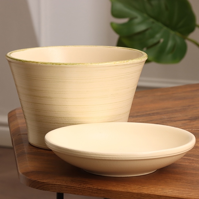 Горшок цветочный "Мессина" бежевый-золото 1,4 л