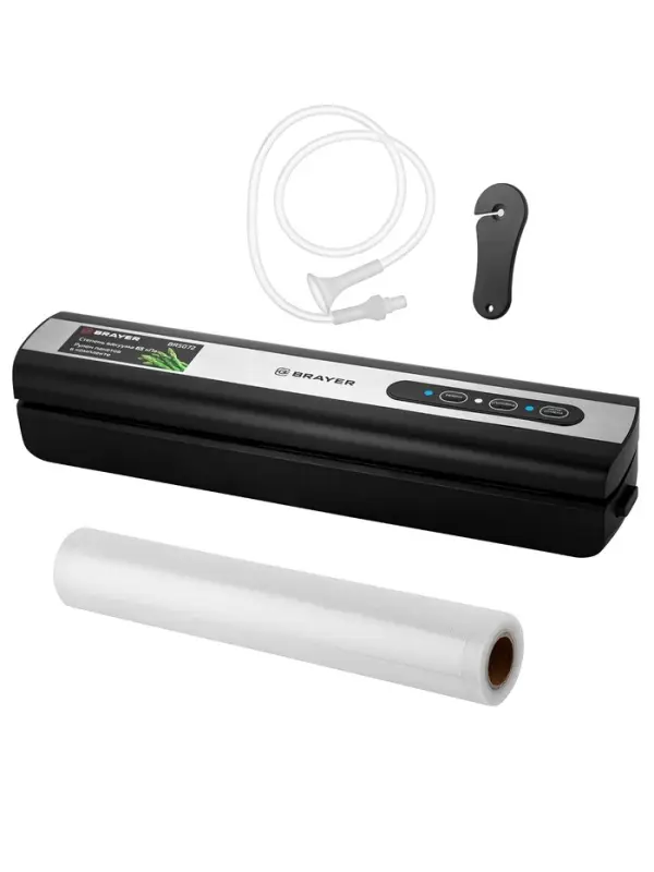 Вакууматор BRAYER 5072BR, 120 Вт, 3 л/мин, 0.65 бар, ширина пакета 29 см, чёрный