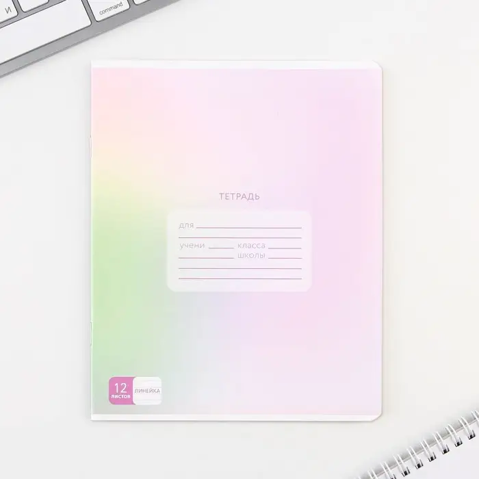 Тетрадь в линейку 12 листов А5, на скрепке &laquo;Градиент&raquo;, 5 видов, белизна 96%, МИКС