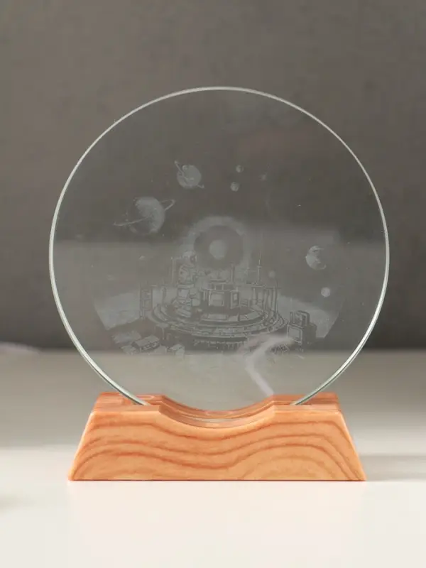 Сувенир стекло свет "Диск.Космическая станция" 5хLED d=10 см, USB 10х4х11,4 см