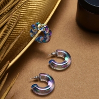 Набор серьги и каффы 3 шт &laquo;Нежность&raquo; косичка, цвет голубой в серебре