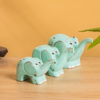 Сувенирный набор &laquo;Милые слоники&raquo;, 12 см, 10 см, 9 см, дерево, бирюзовый