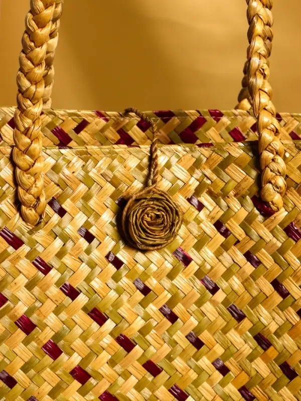 Сумка плетёная из пандана и водного гиацинта 38х14х40 см