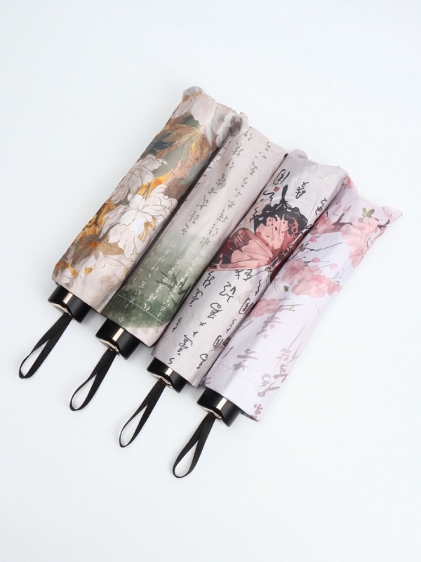 Зонт механический &laquo;Япония&raquo;, эпонж, 4 сложения, 8 спиц, R = 48/55 см, D = 110 см, цвет МИКС