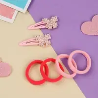 Набор для волос "Лили" (4 резинки 4 см, 2 невидимки 5 см) бабочки, розовый