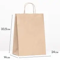 Пакет бумажный крафт 90 г/м&sup2;, круглая ручка 24 х 14 х 33,5 см