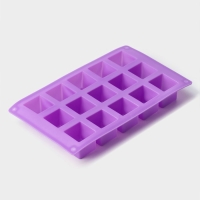 Форма для выпечки Доляна &laquo;Фигуры.Куб&raquo;, силикон, 26&times;15&times;3,2 см, 15 ячеек (3,4&times;3,4см), цвет фиолетовый