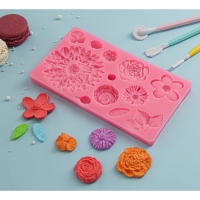 Молд &laquo;Цветы&raquo;, силикон, 25&times;10 см, цвет розовый