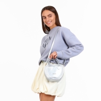 Сумка женская кросс-боди на молнии, цвет серебряный