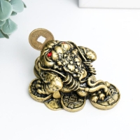 Нэцкэ бронза "Жаба на монетах" 4 х 7 х 5,5 см