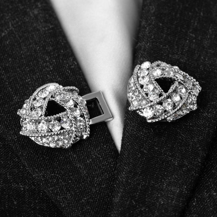 Зажим для кардигана &laquo;Бермуды&raquo;, цвет белый в серебре