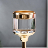 Подсвечник металл на 1 свечу "Прозрачность"МИКС золото 26х12х12 см