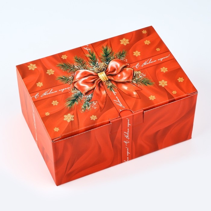 Коробка подарочная новогодняя складная &laquo;Роскошный бант&raquo;, 22 х 15 х 10 см, Новый год