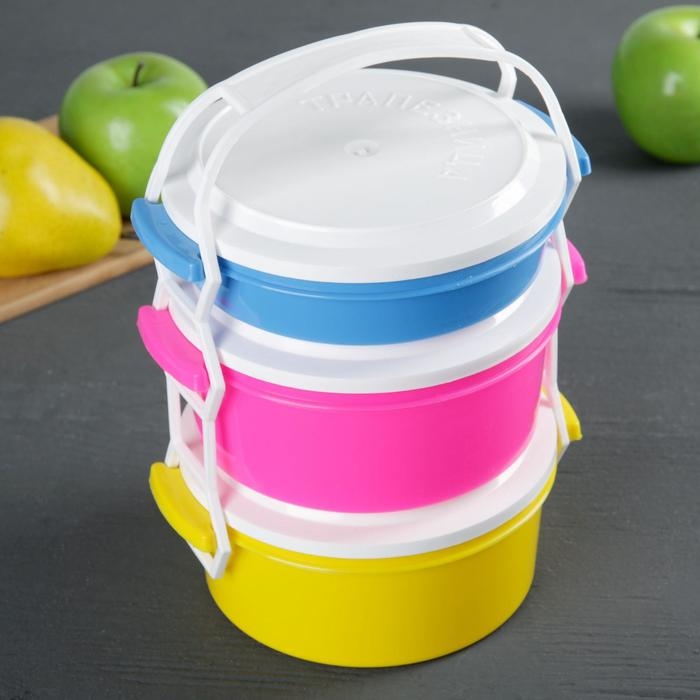 Набор пищевых контейнеров &laquo;Трапезница&raquo;, 3 шт: 0,6 л,1 л, 1 л, цвет микс