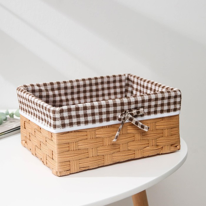 Корзина для хранения Доляна &laquo;Клеточка&raquo;, 26&times;20&times;12 см, цвет коричневый