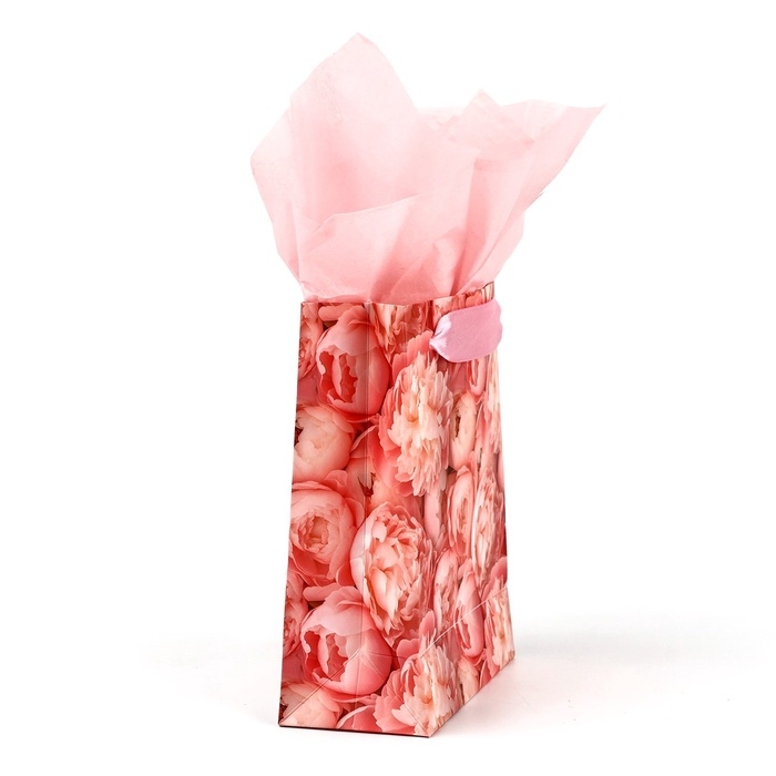 Пакет ламинированный двухсторонний &laquo;Пионы&raquo;, с тишью и открыткой, S, 12 х 15 х 5.5