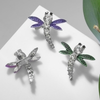 Брошь &laquo;Стрекоза&raquo; мини, цвет МИКС в серебре (неделимая фасовка 12 шт., цена за шт.)