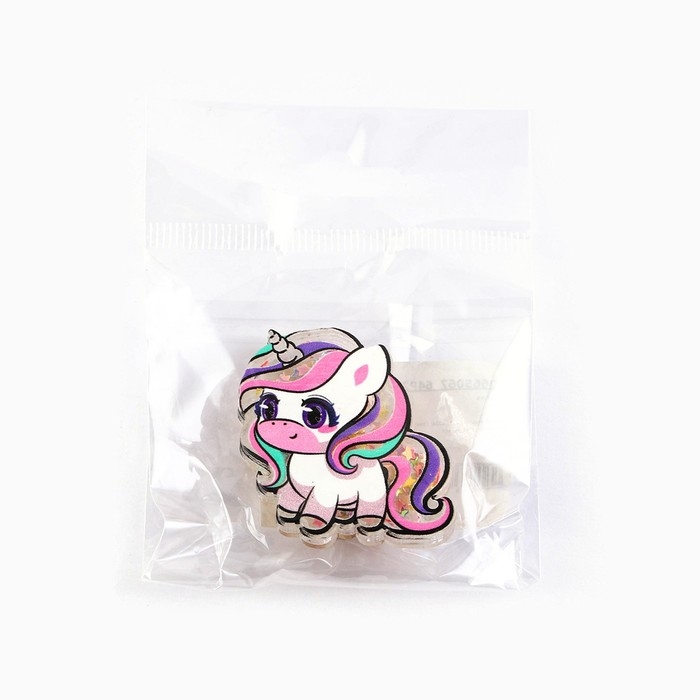 Заколка для волос, шейкер &laquo;Единорожек&raquo; 3,8 х 4см