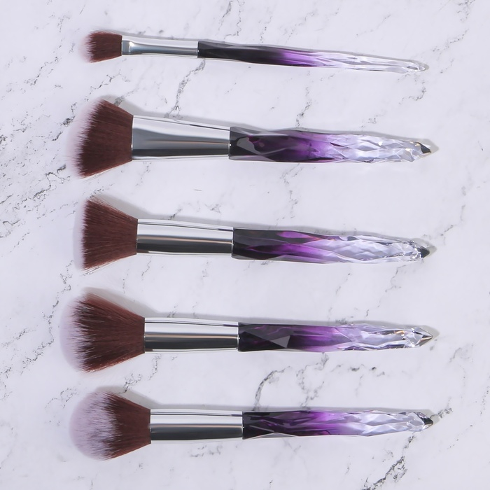 Набор кистей для макияжа &laquo;Luminous&raquo;, 10 предметов, PVC - чехол, цвет чёрный/фиолетовый