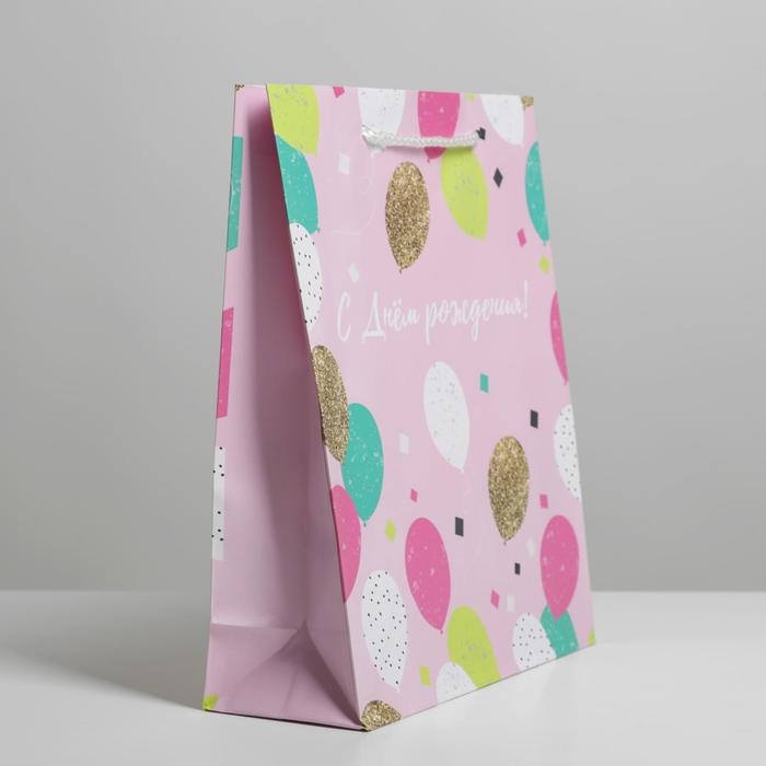 Пакет подарочный ламинированный, упаковка, &laquo;Happy Birthday&raquo;, ML 21 х 25 х 8 см