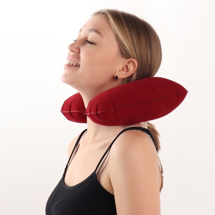 Подушка для шеи дорожная, надувная, 42 &times; 27 см, цвет МИКС